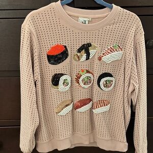 QUEEN OF SPARKLES Beaded Sushi sweatshirt